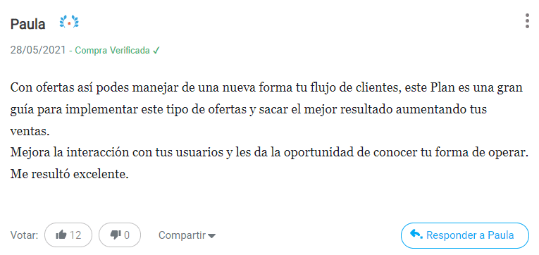 classyfunnels - testimonial - opinión del Plan de Ejecución Rápida "Crea una oferta irresistible"