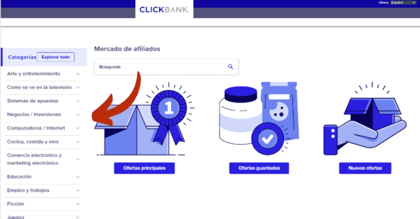 Clickbank tiene Embudos organizados por categorías