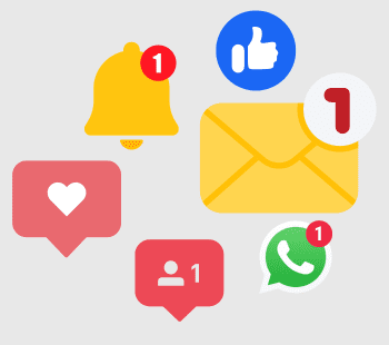 Notificaciones de WhatsApp, Gmail, Facebook, Instagram.