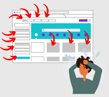 Un sitio web tiene demasiadas opciones y no está preparado para hacer dinero.