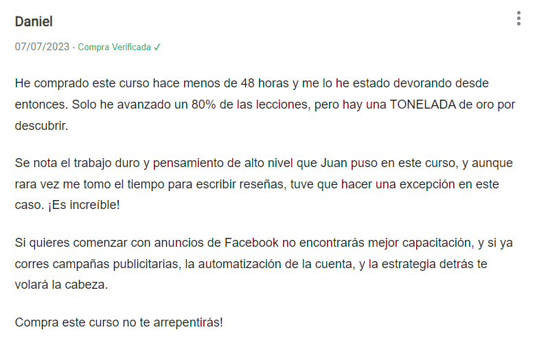 classyfunnels - testimonial - opinión del Plan de Ejecución Rápida "Flujo de Tráfico Infinito"