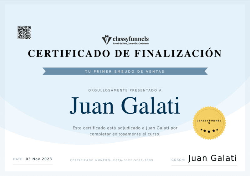 Curso de Marketing Gratis - Curso sobre Embudos de Ventas Automatizados. Vender en Automático - Tu Primer Embudo de Ventas - Certificado de Finalización