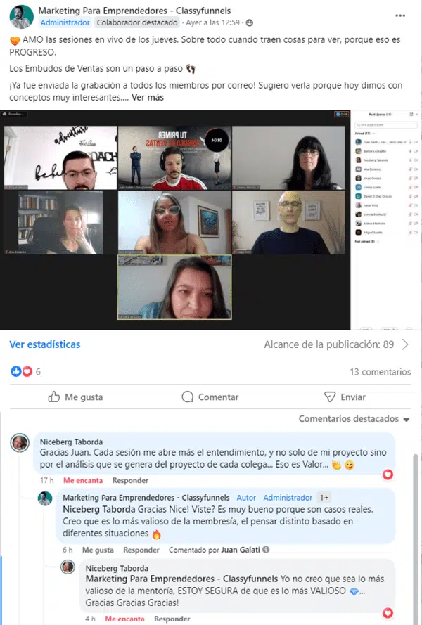 Coaching grupal Embudo de Ventas con Juan Galati - classyfunnels