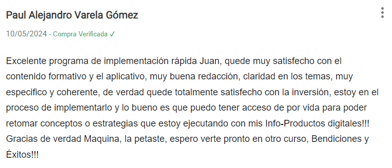 Testimonial - Testimonio - Opinión del Curso Crea una Oferta Irresistible de classyfunnels - ¿Vale la pena?