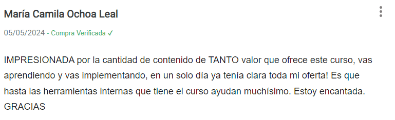 Testimonial - Testimonio - Opinión del Curso Crea una Oferta Irresistible de classyfunnels - ¿Vale la pena?